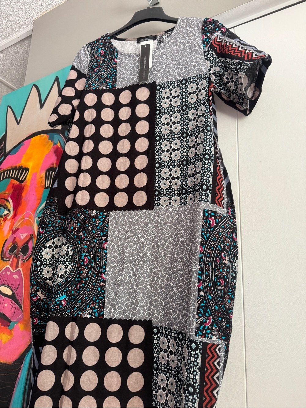 NWT ZANZEA Mixed Print Tulip Balloon Midi Dress Extra Large lagenlook - Picture 7 of 8